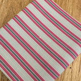 END OF BOLT SALE - Lucello Red/Grey Cotton Linen Stripe